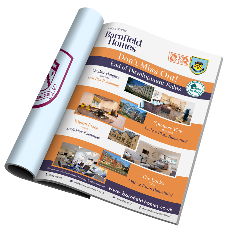 Barnfield Homes - Match Day Programme Advert Design by CMS Live