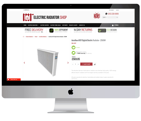 Featured image for “Electric Radiator Shop eCommerce Web Design Leeds”