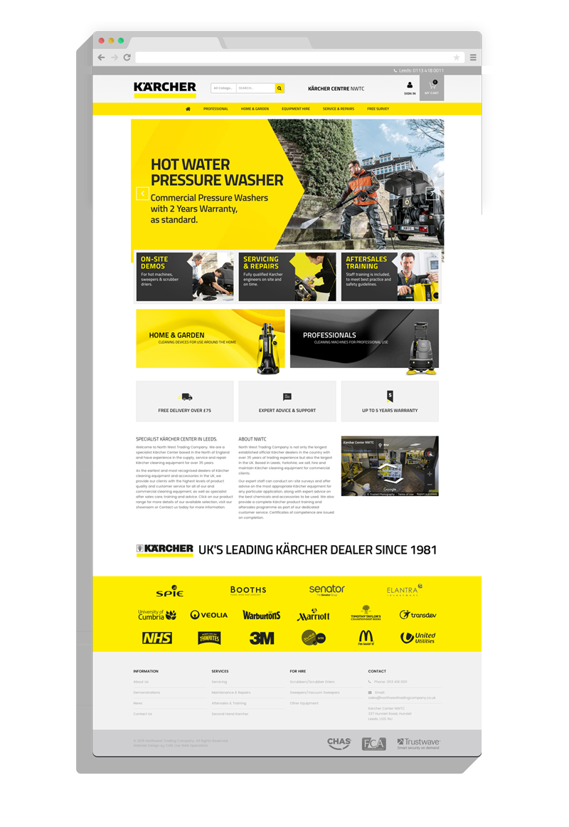 Karcher Centre Leeds eCommerce Website Design Leeds with CMS Live Web Specialists