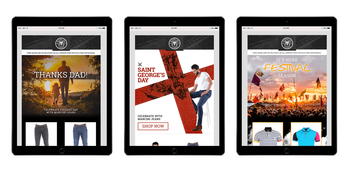 Mancini Menswear eCommerce web design by CMS Live Web Specialists 