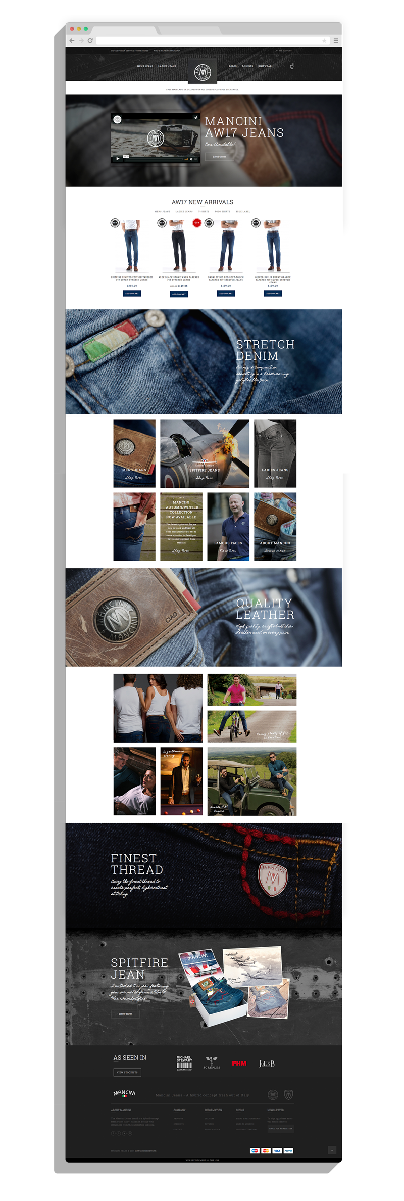 Mancini Menswear eCommerce web design by CMS Live Web Specialists 