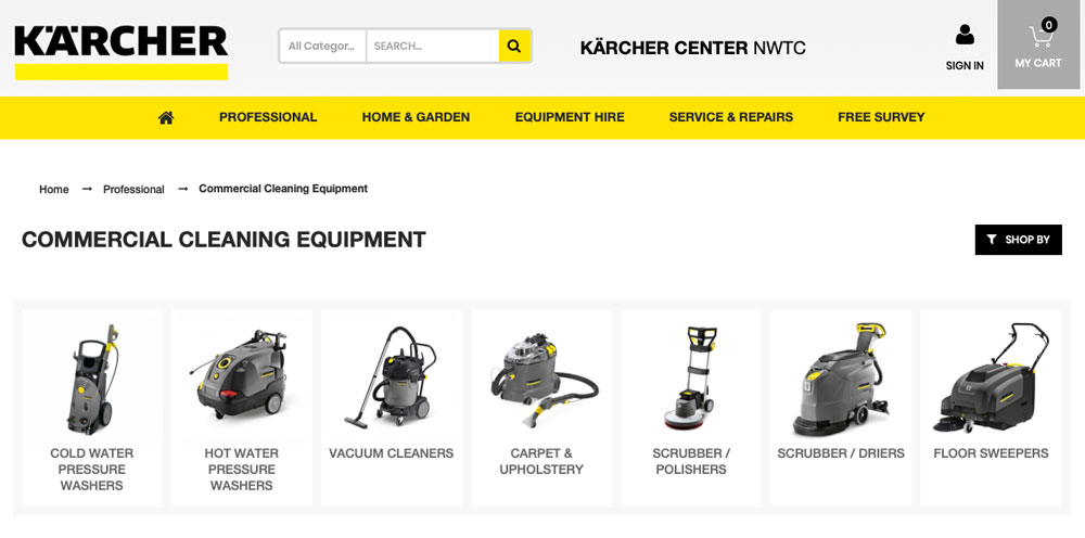 Karcher Centre Leeds eCommerce Website Development Leeds with CMS Live Web Specialists