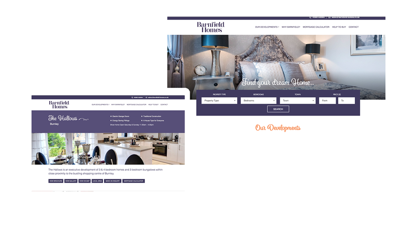 Barnfield Homes Website Design Lancashire by CMS Live Web Specialists