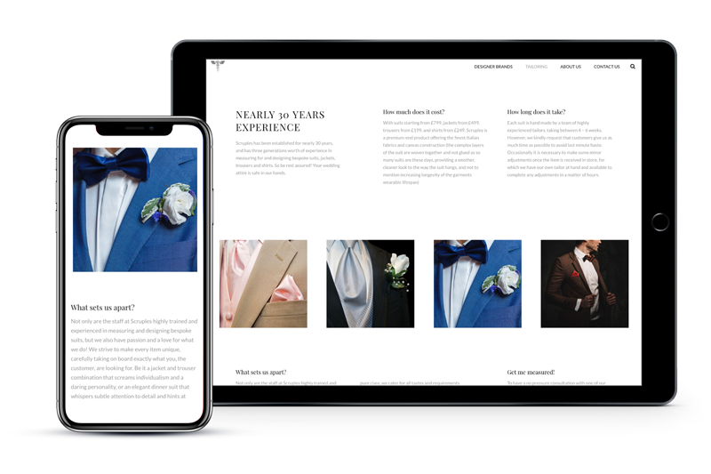 Scruples Menswear Barrowford Website Design by CMS Live Web Specialists