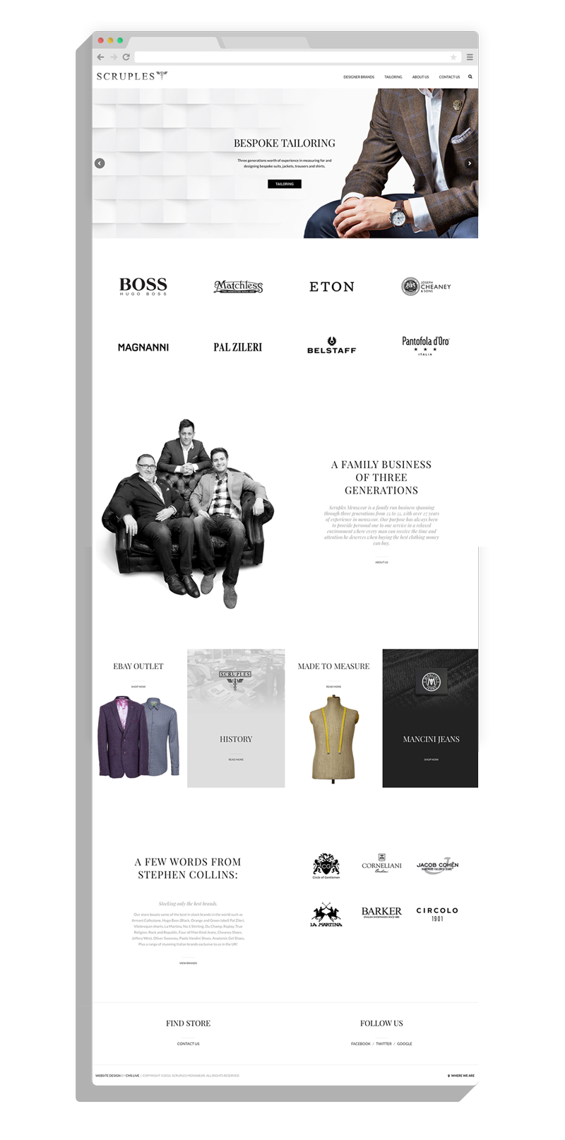 Scruples Menswear Barrowford Website Design by CMS Live Web Specialists