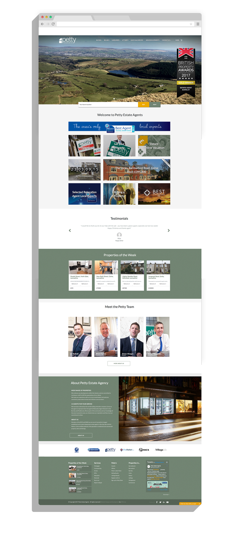 Petty Estate Agents Website Homepage Design by CMS Live Web Specialists