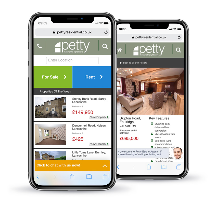 Petty Estate Agents Website Mobile App Design by CMS Live Web Specialists