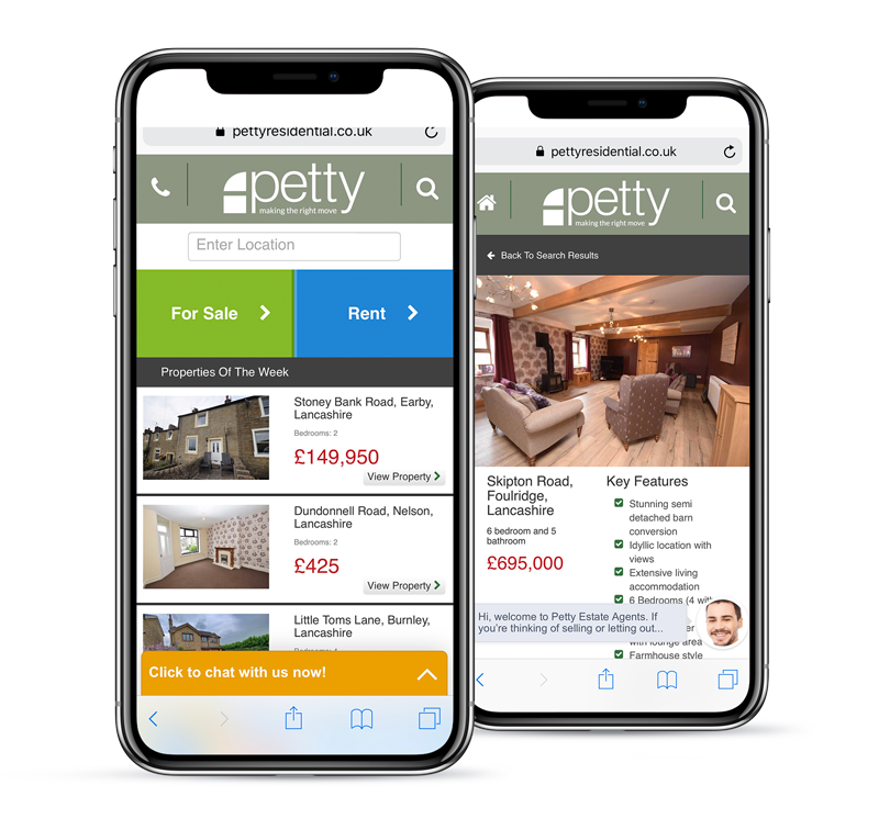 Petty Estate Agents Website Mobile App Design by CMS Live Web Specialists