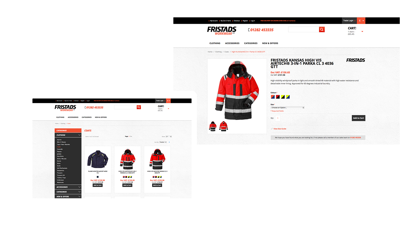 Fristads Workwear Magento eCommerce Web Design Burnley by CMS Live Web Specialists