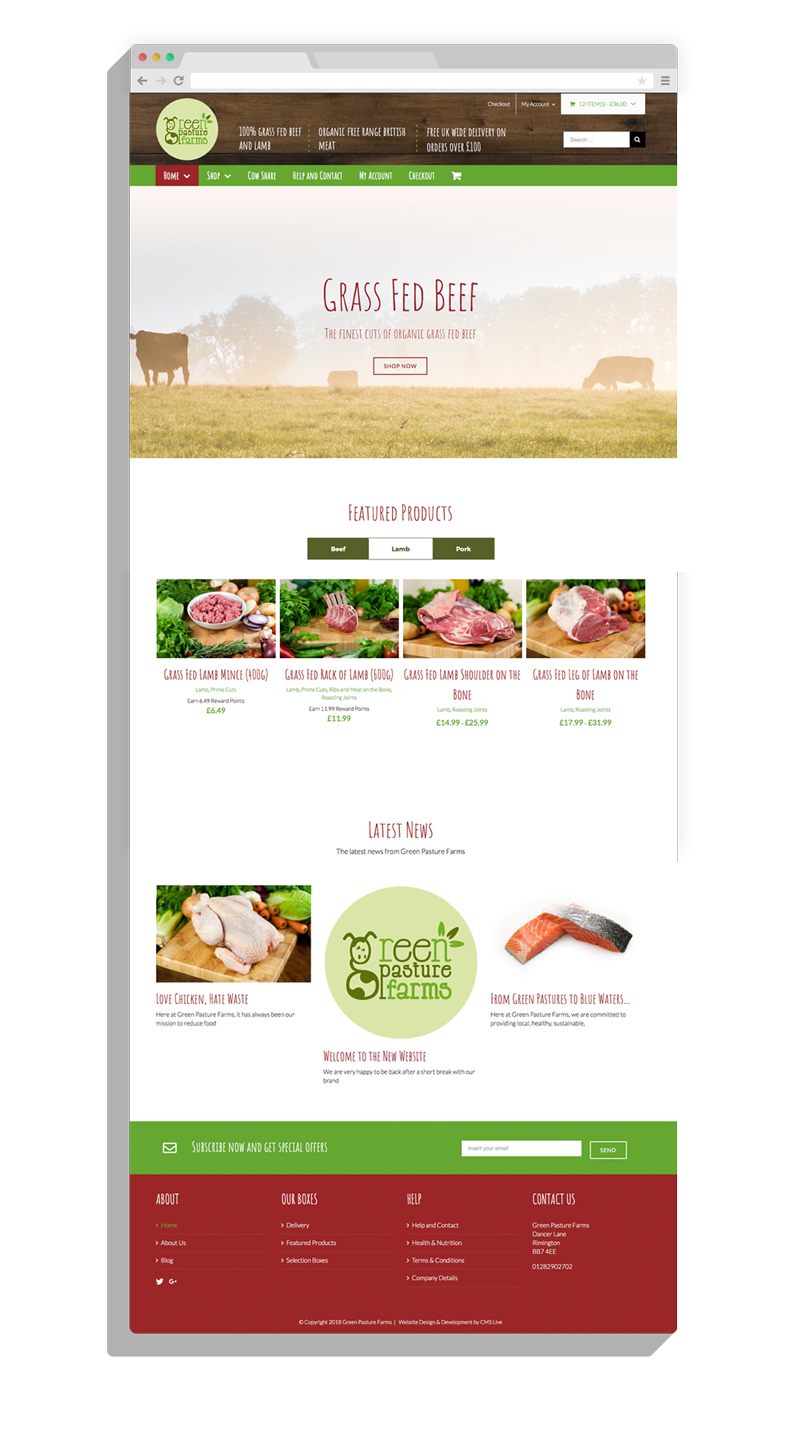 Green Pasture Farms WooCommerce Web Design Rimmington by CMS Live Web Specialists