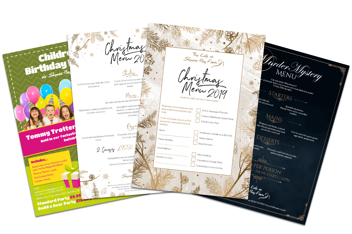 Menus, Posters and Banner Graphic Design