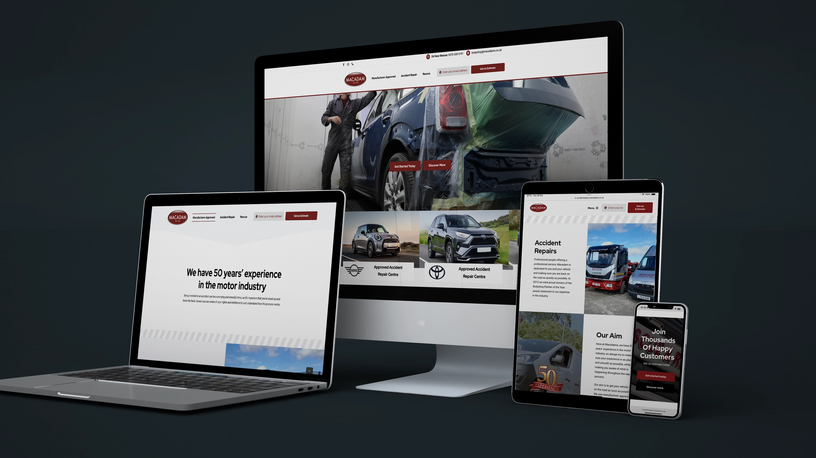 Featured image for “Macadams Accident & Repair Centre Colne Website Design”
