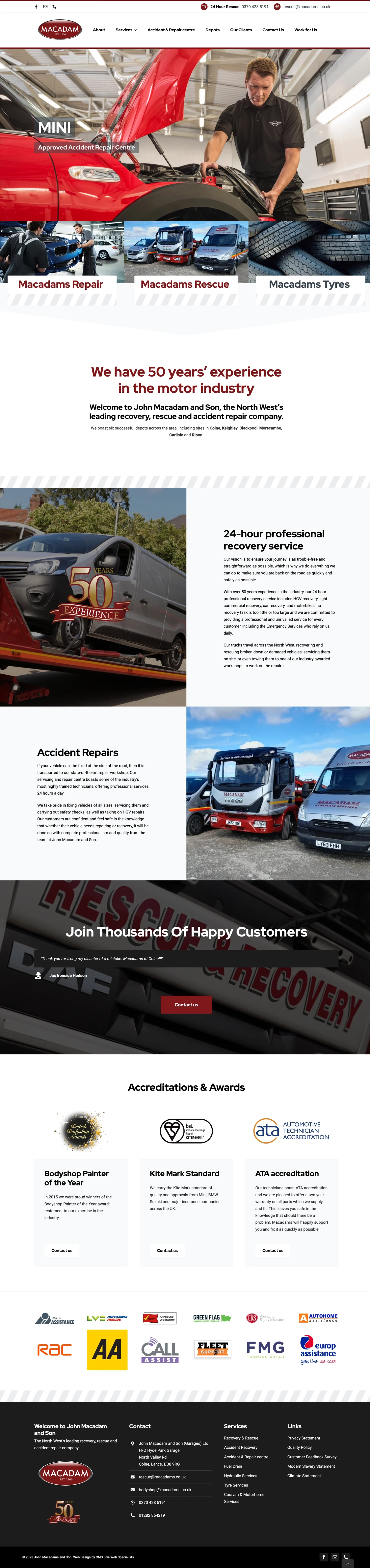 Macadams Web Design Colne by CMS Live Web Specialists