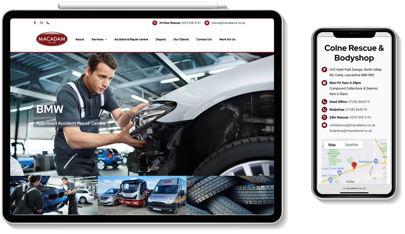 Macadams Rescue & Recovery Colne Website Design
