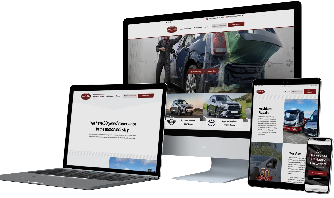 Macadams Rescue & Recovery Website Design Colne