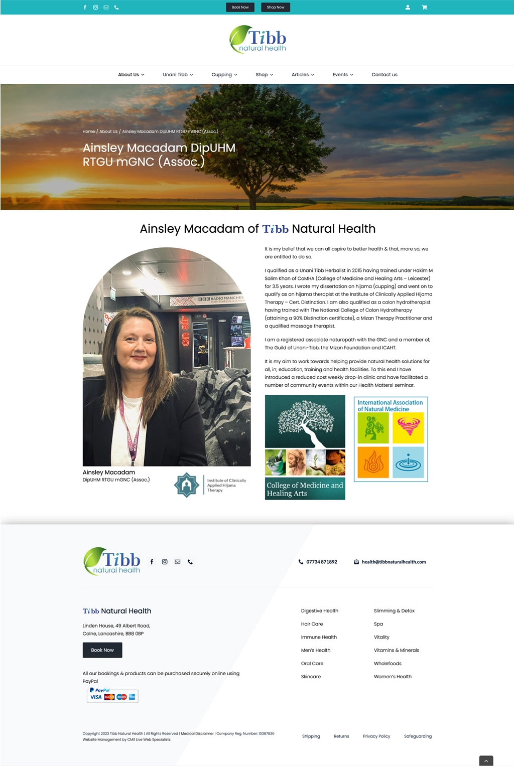 Tibb Natural Health Colne Website Project Rescue with CMS Live Web Specialists