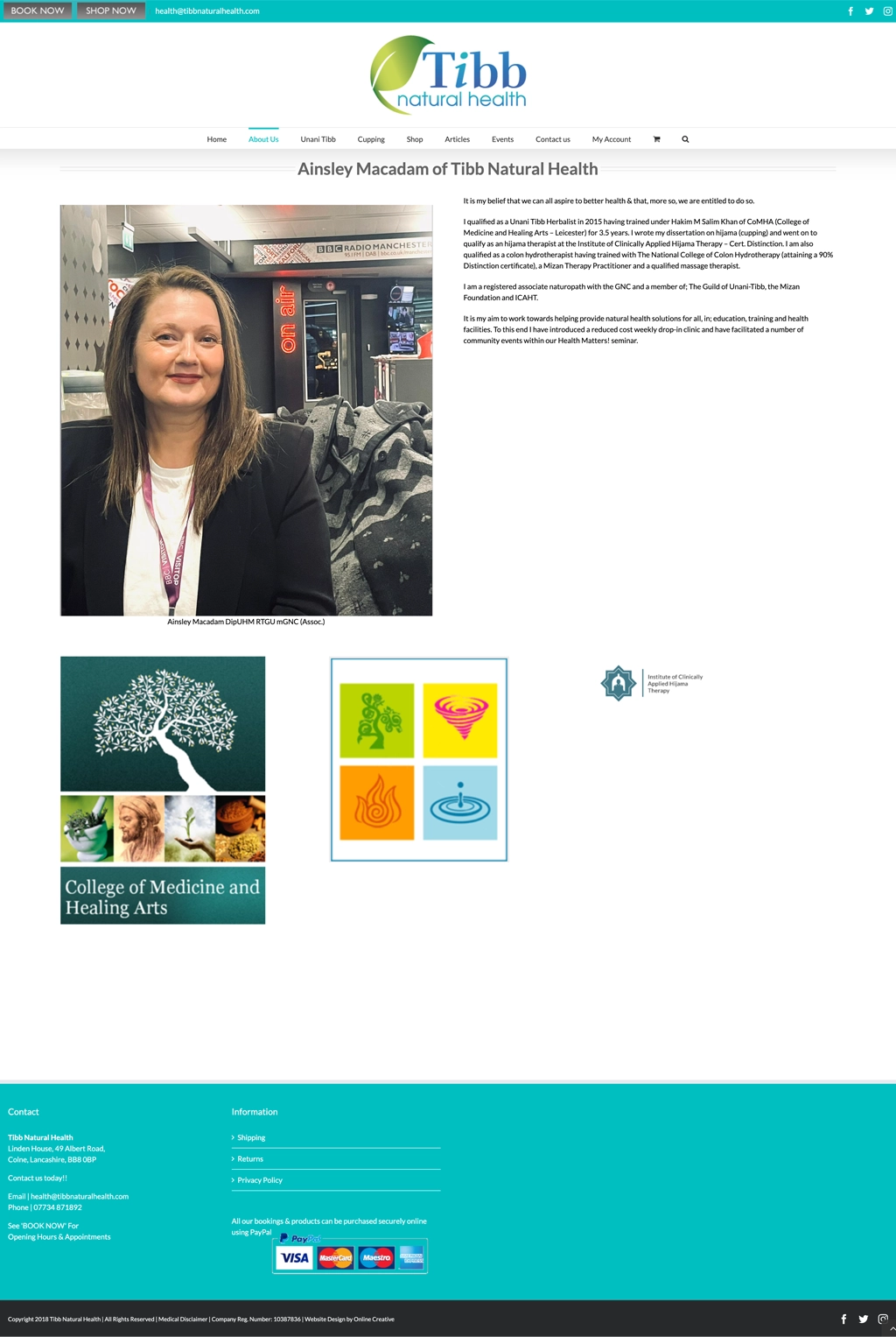Tibb Natural Health Colne Website Project Rescue with CMS Live Web Specialists