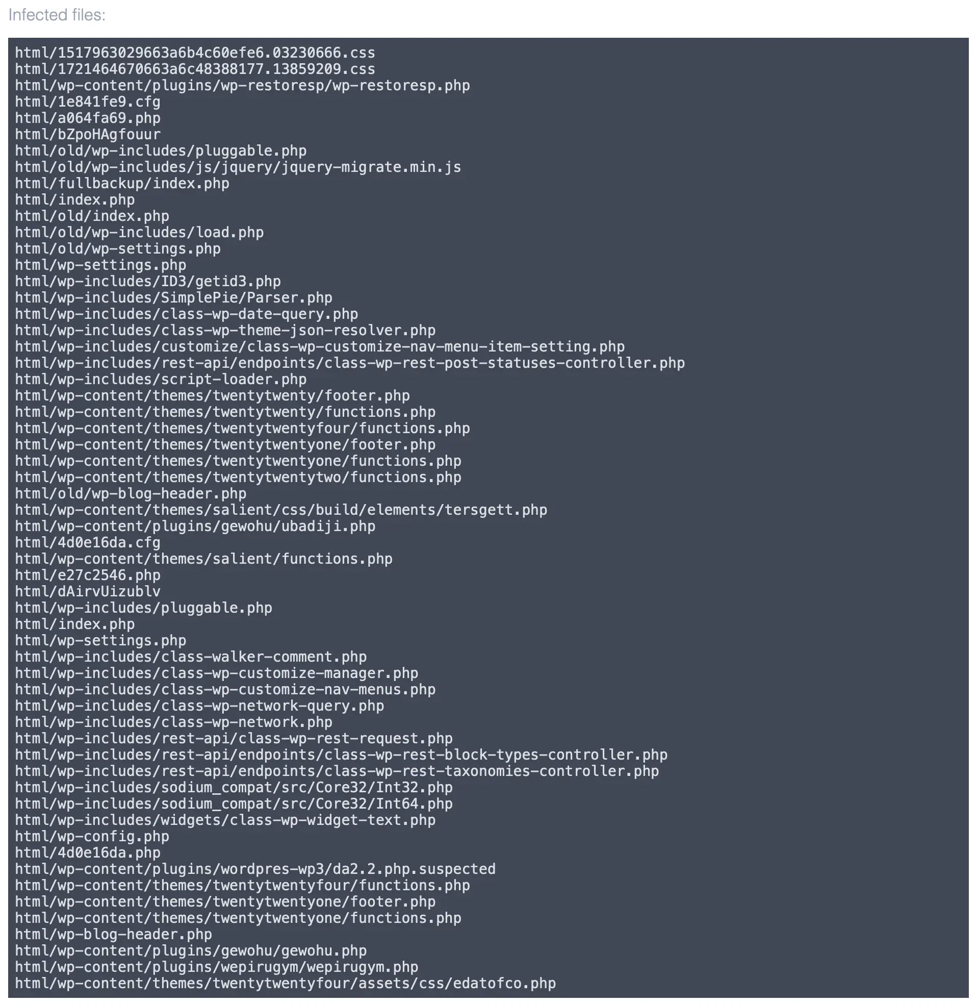 Infected files