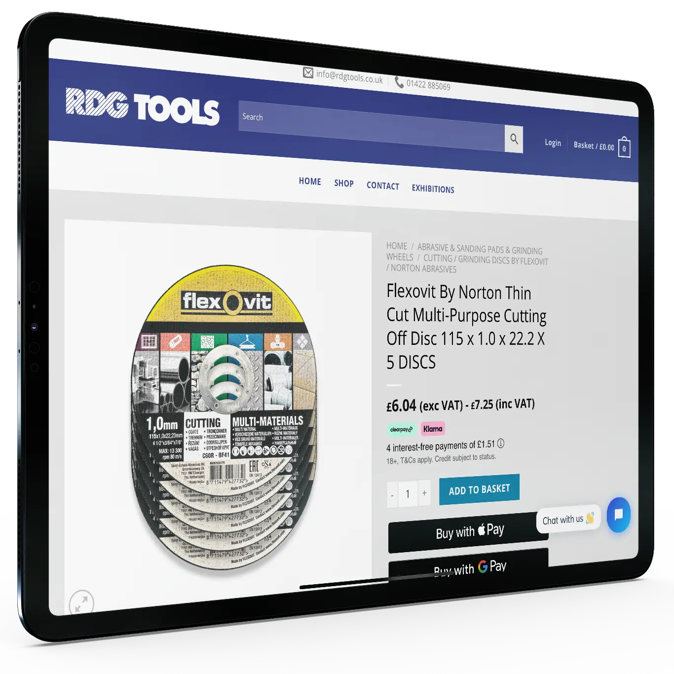 RDG Tools product page web design
