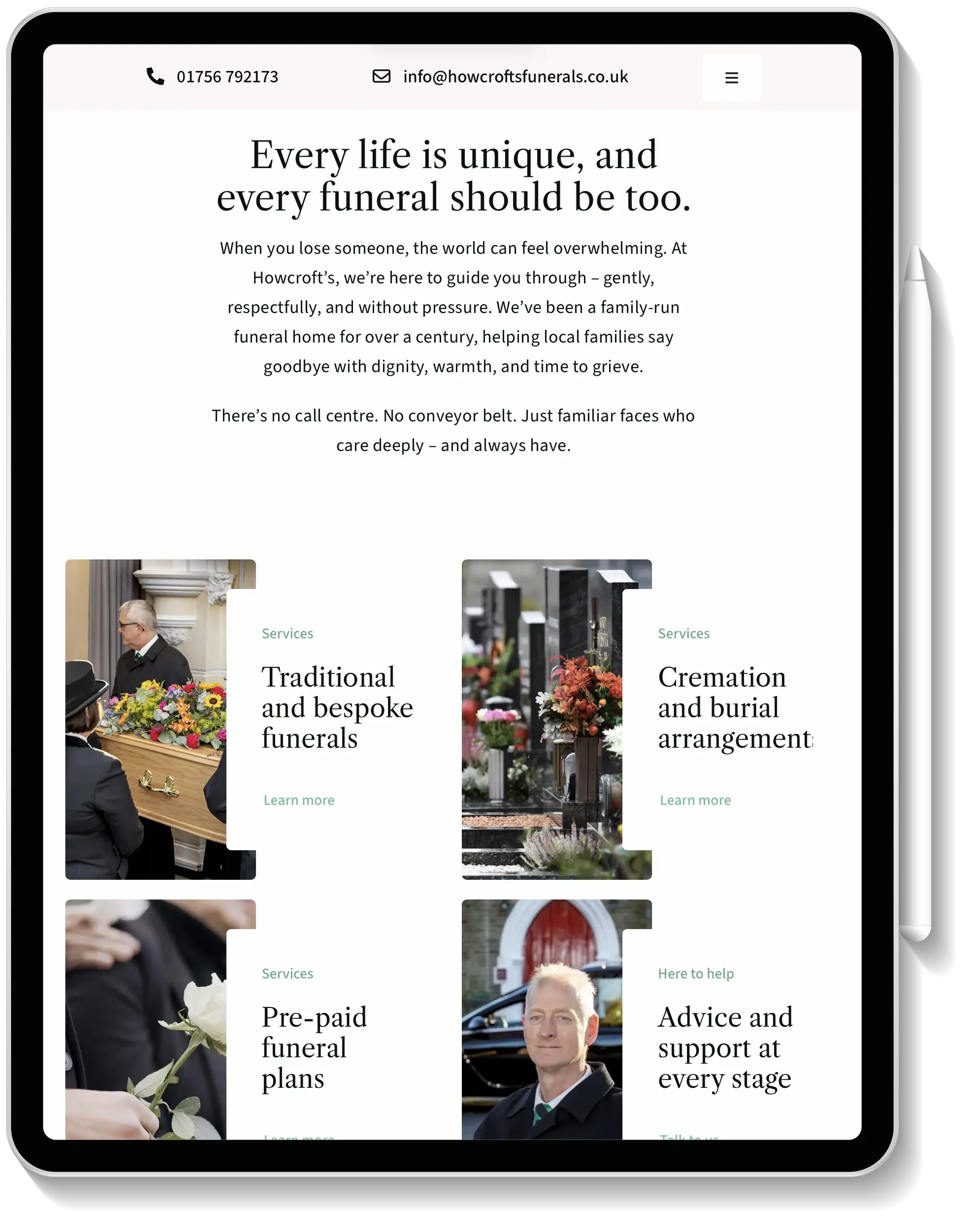 Howcrofts Funeral Directors Skipton Web Design