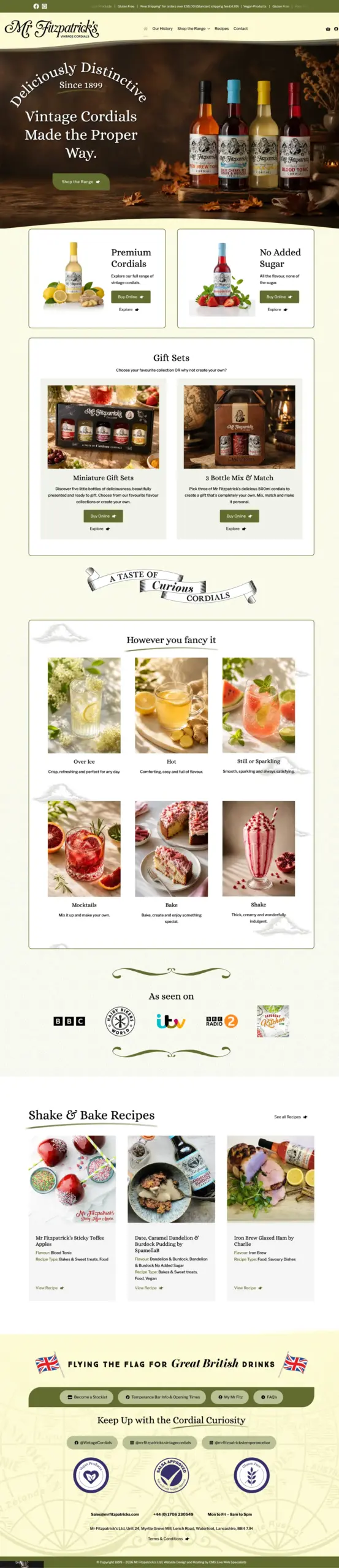 Mr Fitzpatrick’s Cordials WordPress website design