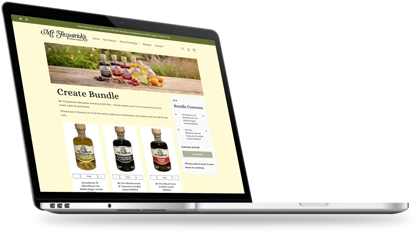 Shopify website bundle builder